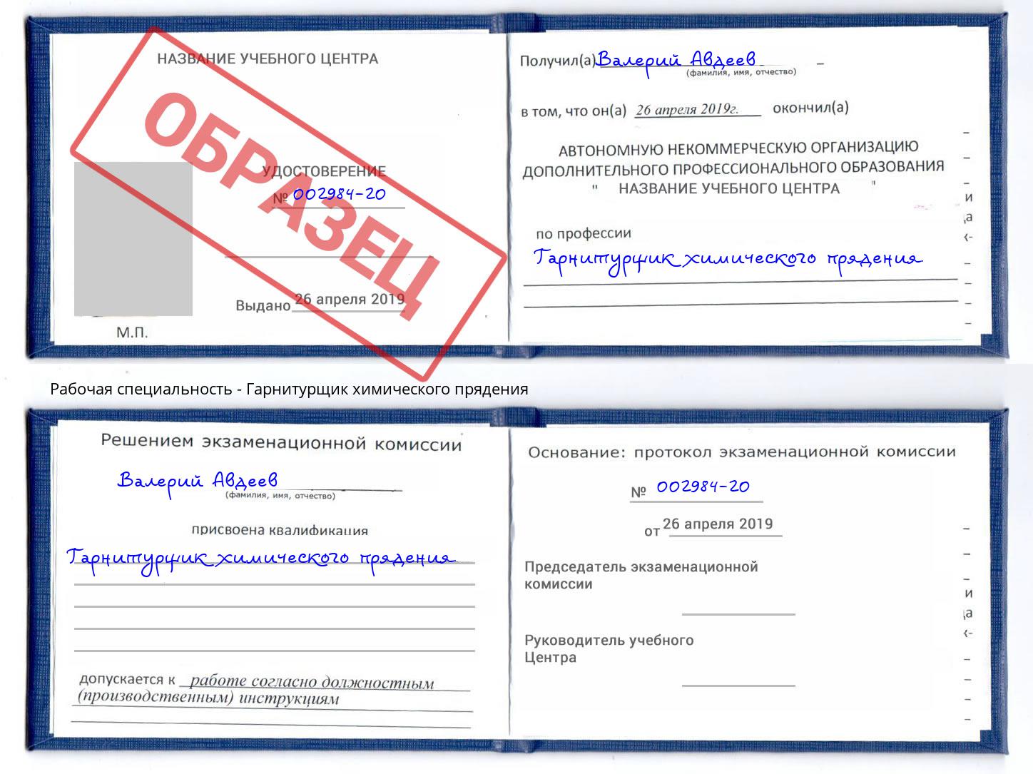 Гарнитурщик химического прядения Нягань