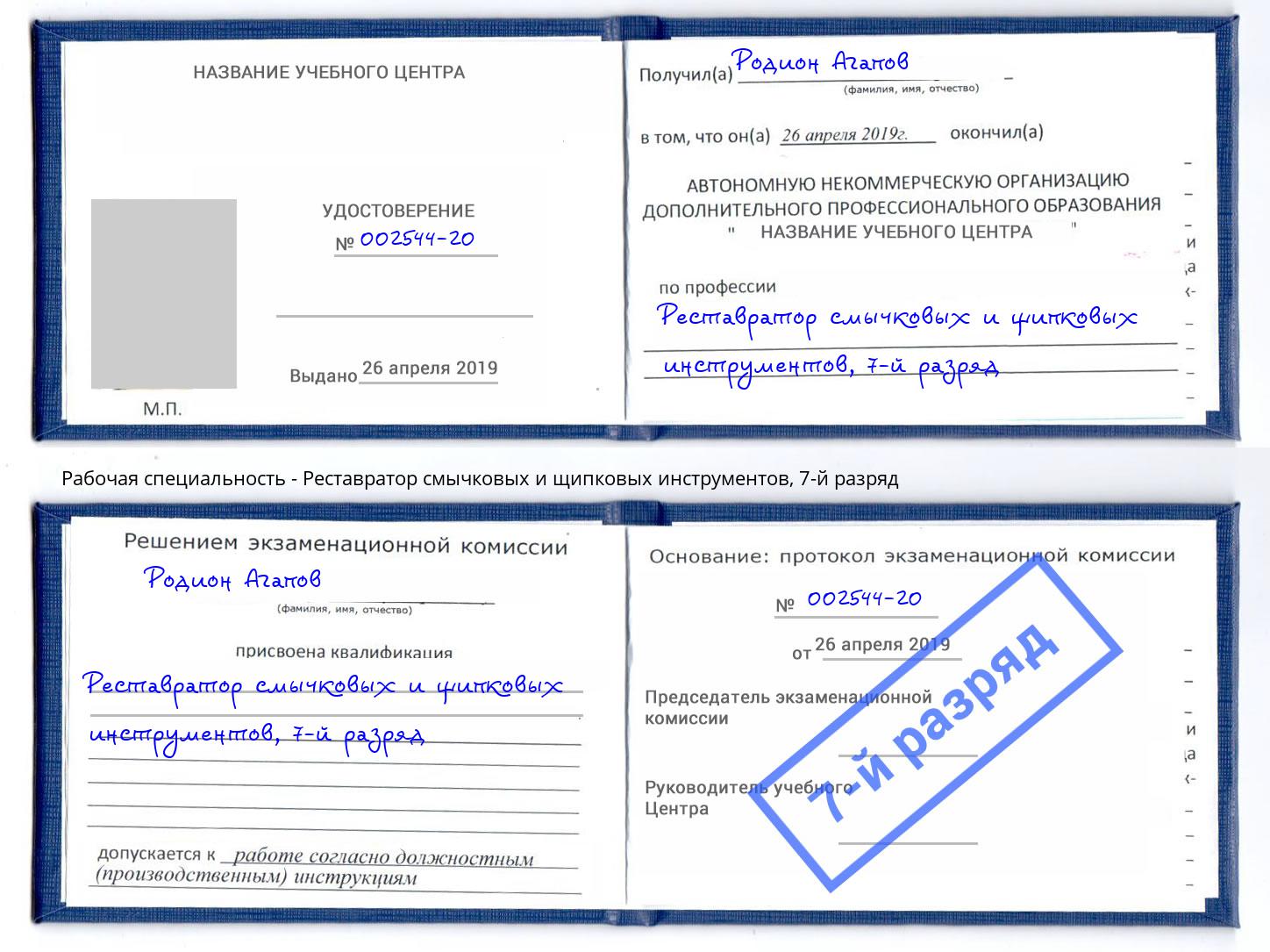 корочка 7-й разряд Реставратор смычковых и щипковых инструментов Нягань